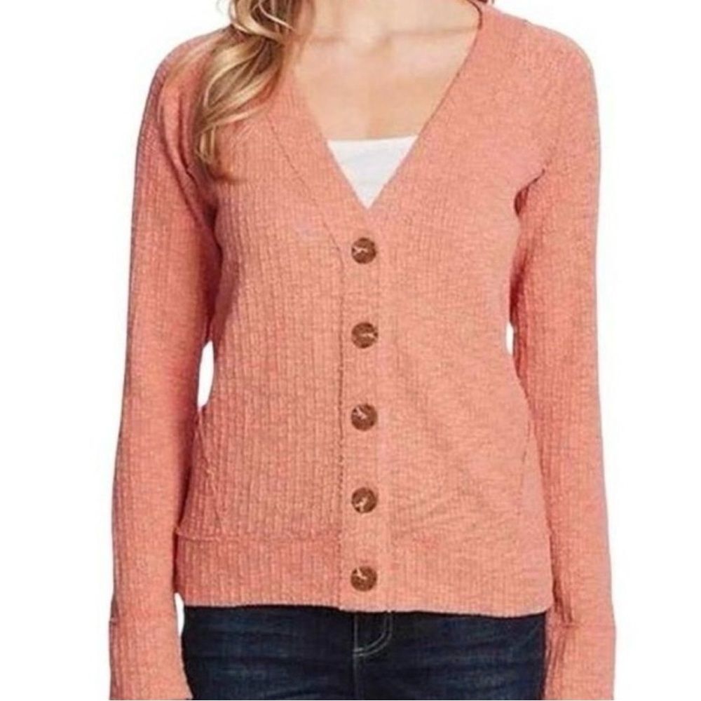 Two Vince Camuto Pink Coral Button-Up Long Sleeve Sweater. Size Large